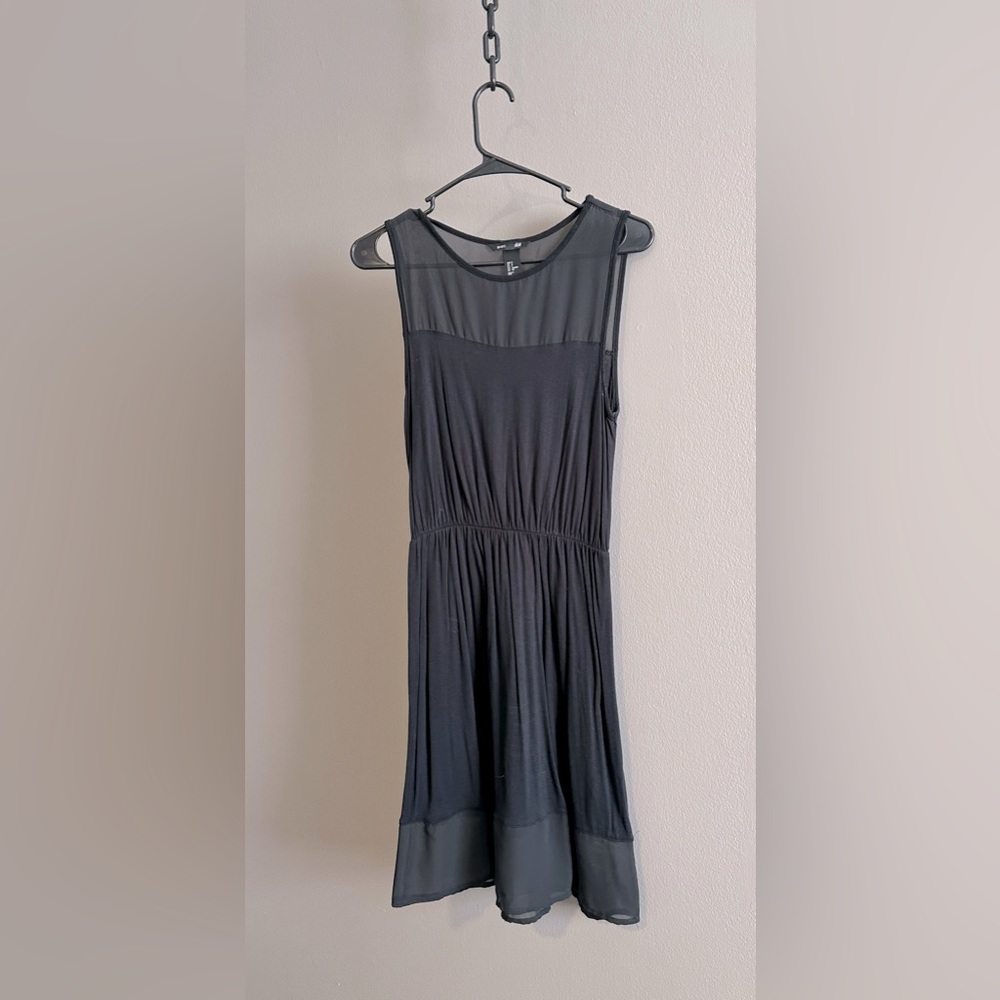 H & M Black Sheer Top/Hem Elastic Waist Dress